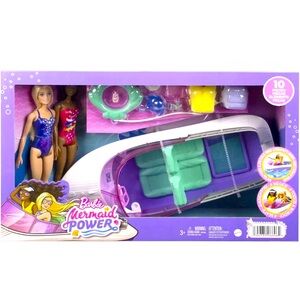 Barbie Mermaid Power Playset with 2 Barbie Dolls & Speedboat - NEW